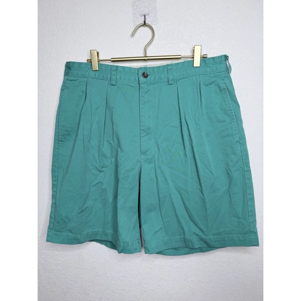 Vtg Polo Ralph‎ Lauren Shorts Mens 34 Green Pleated Chino 8 In Preppy